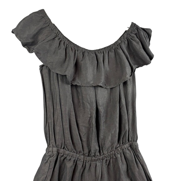 Tommy Bahama Black Ruffled Off-Shoulder Linen Blend Jumpsuit Sz L *see below - Picture 5 of 13